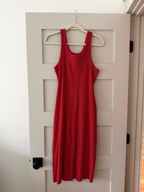 Everlane Red Ribbed Midi Tank Dress